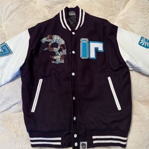 Men's Purple and White Varsity Jacket